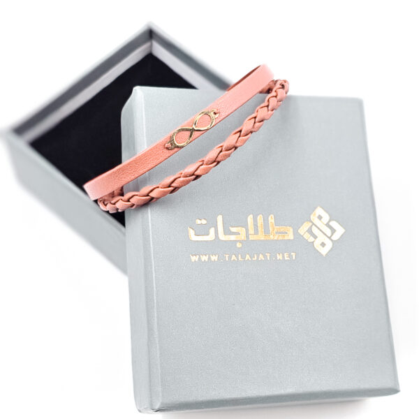 دستبند طلا و چرم w134 - Image 2