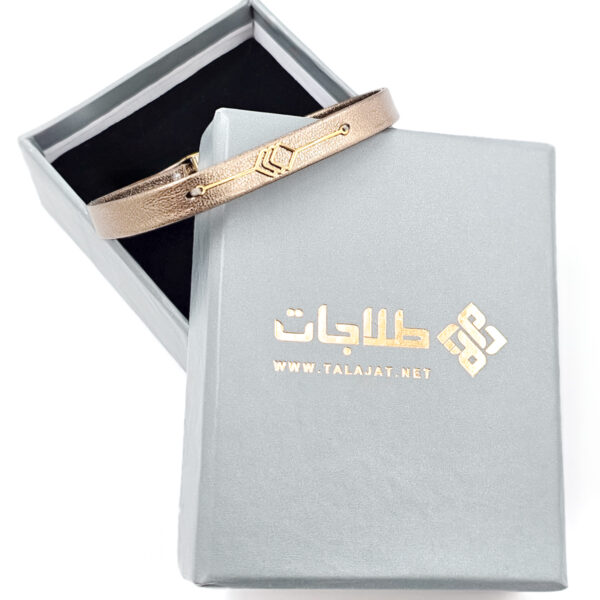 دستبند زنانه طلا و چرم w132 - Image 2