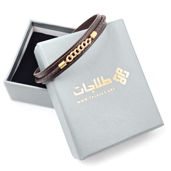 دستبند زنانه طلا و چرم w150 - Image 2
