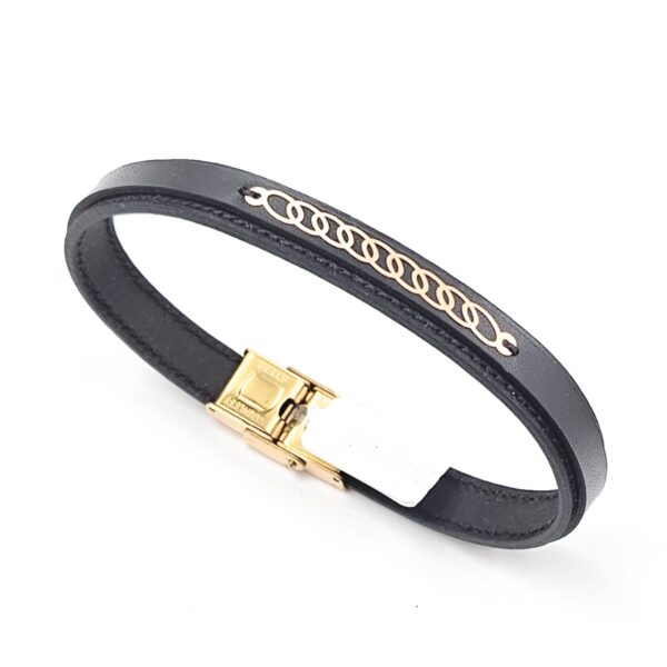 دستبند مردانه طلا و چرم M151
