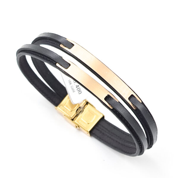 دستبند مردانه طلا و چرم M145