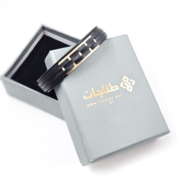 دستبند مردانه طلا و چرم M144 - Image 2