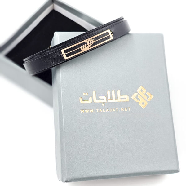 دستبند مردانه طلا و چرم M147 - Image 2