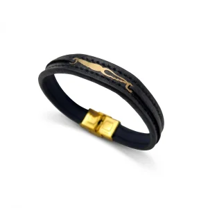 دستبند  طلا و چرم 1084