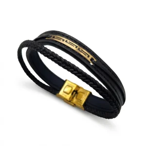 دستبند  طلا و چرم 1085