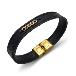 دستبند  طلا و چرم 1082