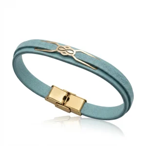 دستبند طلا و چرم 1108