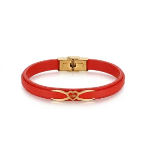 دستبند طلا و چرم 1110