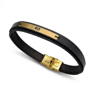 دستبند طلا و چرم 1143