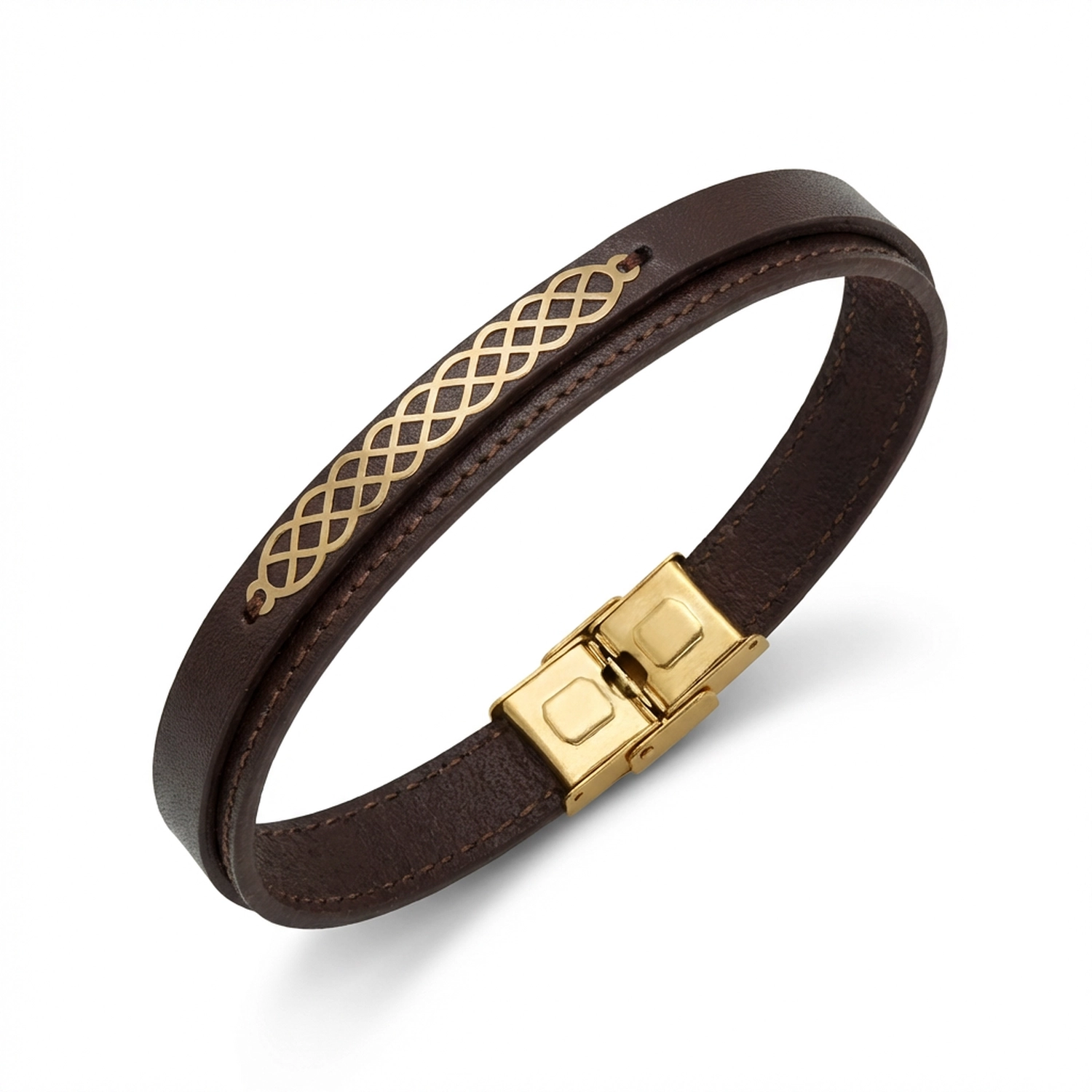 دستبند طلا و چرم 1136