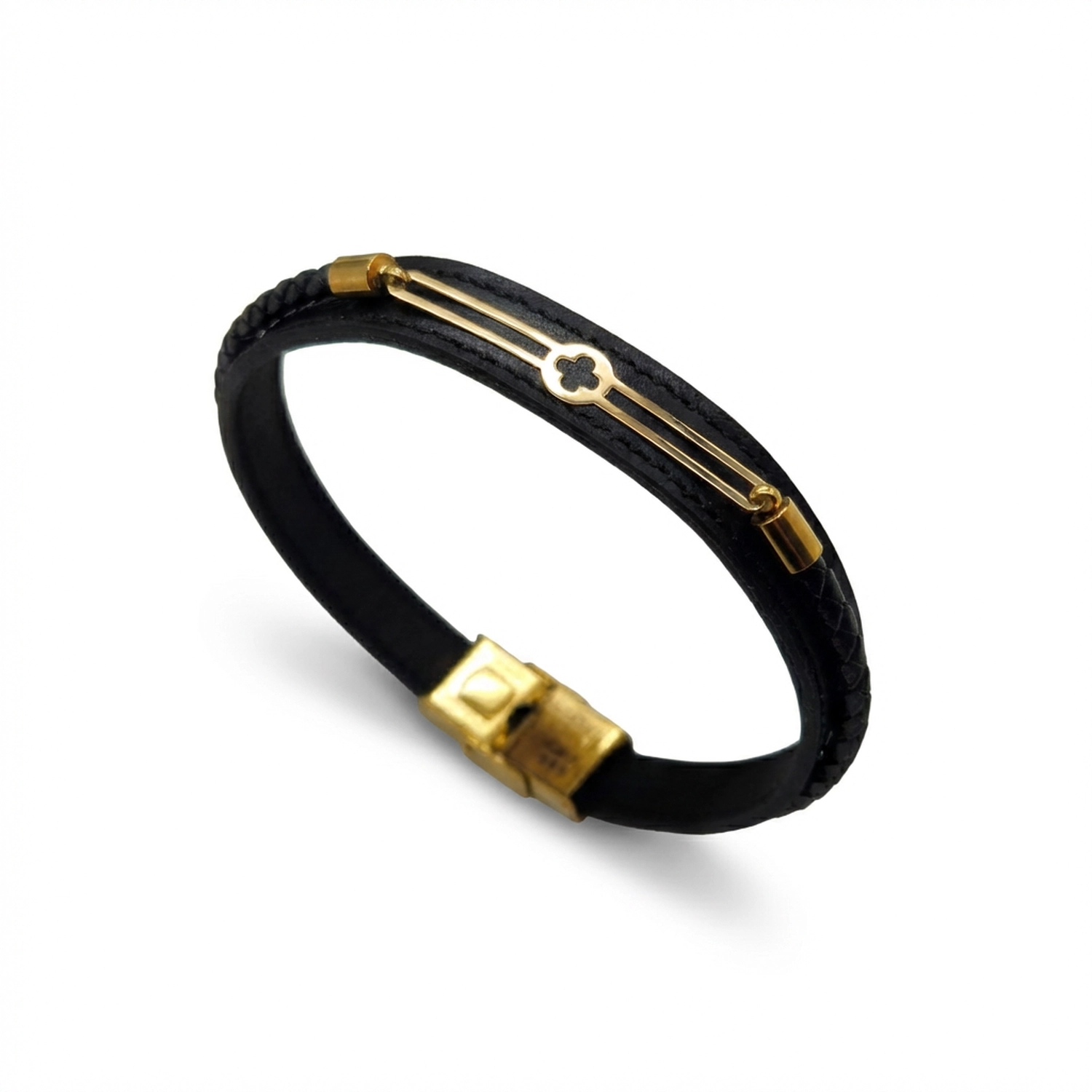 دستبند طلا و چرم 1164