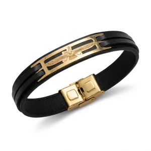 دستبند طلا و چرم 1148