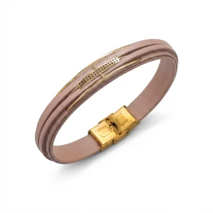 دستبند طلا و چرم 1158