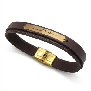 دستبند طلا و چرم 1175