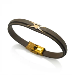 دستبند طلا و چرم 1100