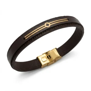 دستبند طلا و چرم 1153