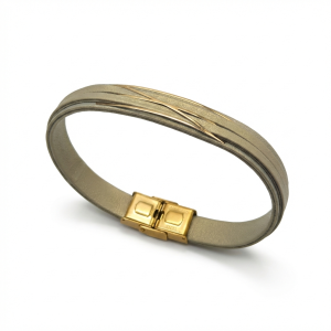 دستبند طلا و چرم 1157