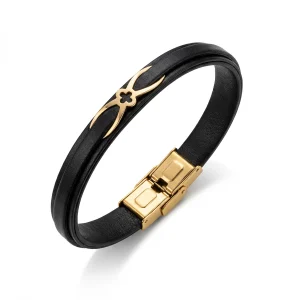 دستبند طلا و چرم 1121