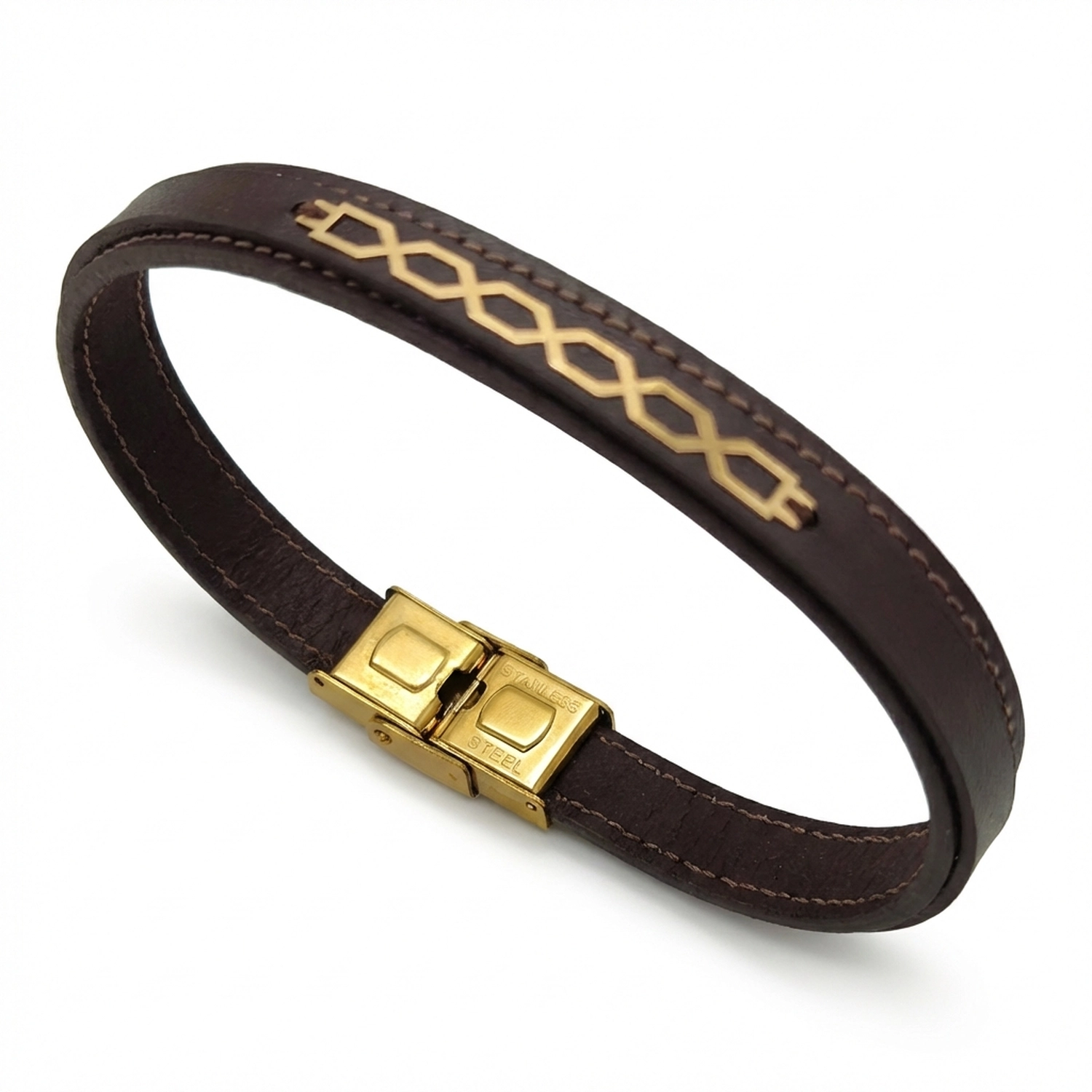 دستبند طلا و چرم 1138