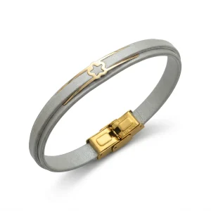 دستبند طلا و چرم 1090